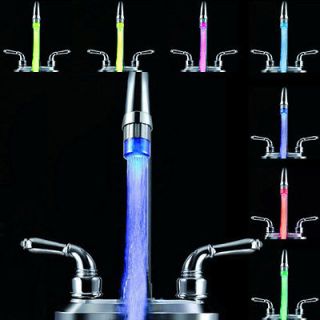   Glow 7 Colors Changing Flash LED Faucet Light For Kitchen Bathroom