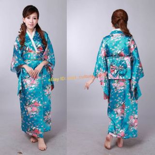 sweet japanese flower pattern kimono dress robe night gown wkd