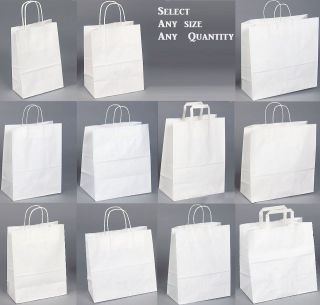  ~520Pcs WHITE KRAFT PAPER SHOPPING BAG WHOLESALE BAGS STORE GIFT BAGS