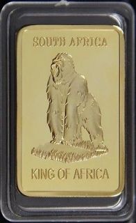 NR 1oz. SOUTH AFRICA GORILLA KRUGERRAND_.999 24k Pure Gold Layered 