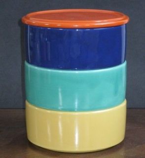 Vintage Fiesta Kitchen Kraft Refrigerator Stacking Jar Set w Lid MINT 