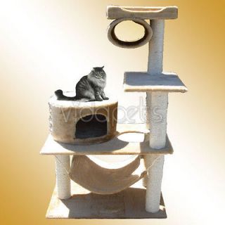 58 Beige Cat Tree House Condo Scratcher Post Furniture Play House
