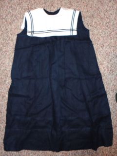 La Jenns Fashions girls 100% linen navy blue sailor style dress sz 6 