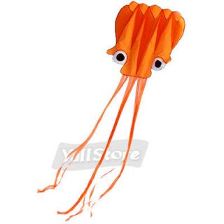   Orange Octopus Soft Kite free Kite Reel/Winder & Fly Line Easy to Fly