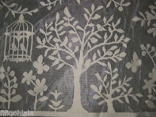 NEW LACE ANGELINA Bird Trees TIER PAIR Curtains 60x24 Kitchen Ivory 