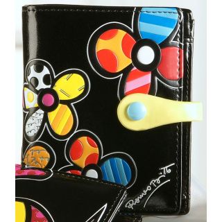Romero Britto Small Black Wallet, Flowers by Giftcraft