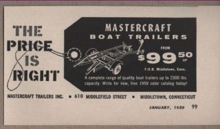 1959 Vintage Ad Mastercraft Boat Trailers Middletown,Con​necticut