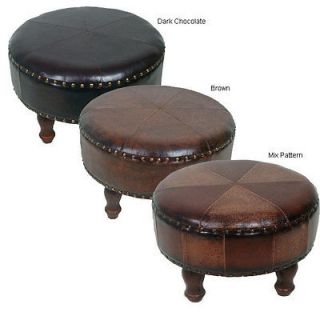 Home Decor Furniture Faux Leather Large Round Stylish Ottoman Foot 
