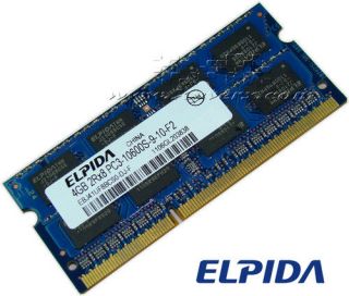    DJ F GENUINE ORIGINAL ELPIDA 4G DDR3 1333 PC3 10600 LAPTOP MEMORY