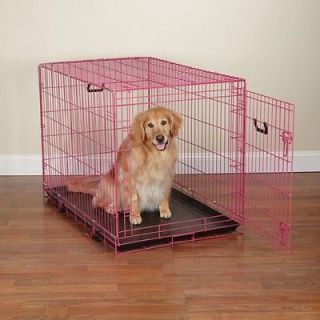 large pink dog crate