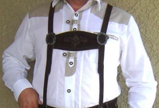 Traditional German Bavarian Trachten Shirt white with tan