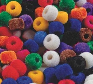 50 Fuzzy Pony Beads 6 x 9 mm Colorful! Fun! Wonderful!