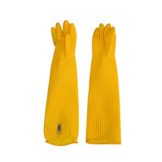   Heavy Duty Natural Rubber Latex Gloves:SIZE[Lo​ng] 26(Yellow