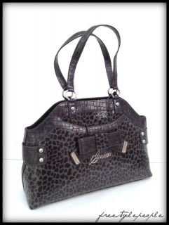   New GUESS Black Grey BRICKEN Leopard Print G Logo Purse Handbag Bag