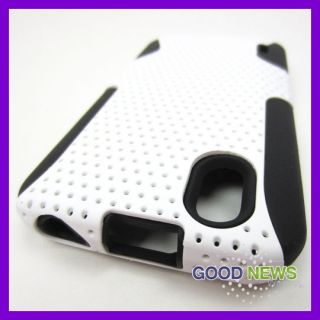   Straight Talk LG Optimus P970 White Black Hard+Soft Rubber Case Cover