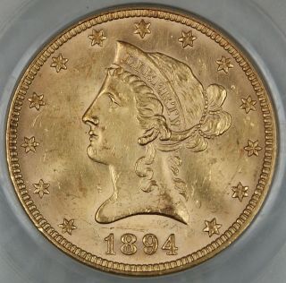 1894 $10 Liberty Gold Coin, PCGS Genuine (Choice BU)