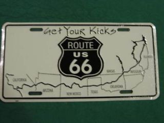 ROUTE 66 METAL LICENSE PLATE GET YOUR KICKS SIGN L003