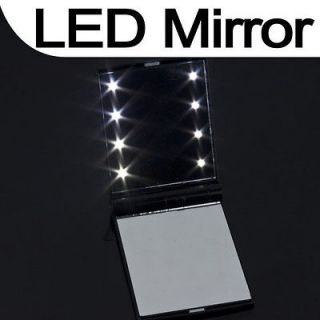   Make up Cosmetic Pocker Mirror 8 LED Light Lamps DIY Fashion Design