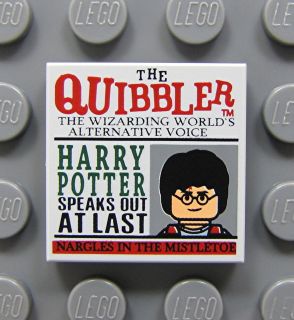 NEW Lego Harry Potter 2x2 Gray Decorated TILE Quibbler Newspaper 