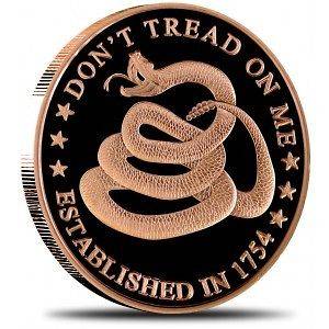 COPPER SNAKE DONT TREAD ON ME LIVE FREE OR DIE 1 OZ AVDP PROOF .999 
