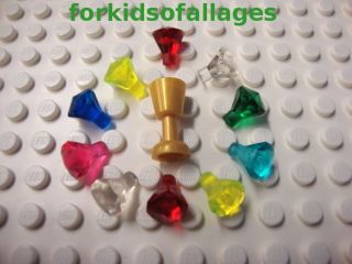 10 JEWELS +1 GOLD CHALICE Treasure Goblet Gems Crystals