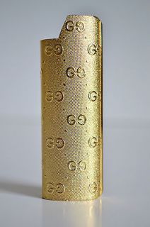 GUCCI Vintage Gold Plated GG Lighter Holder Case Box Cigarette Tabacco 