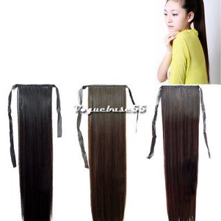   New Cute Long Straight Ponytail Lovely Hair Extensions Black/ Brown