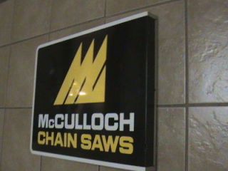   Old Stock Metal McCulloch Chain Saw Sign In Its Original Box 24 x 18