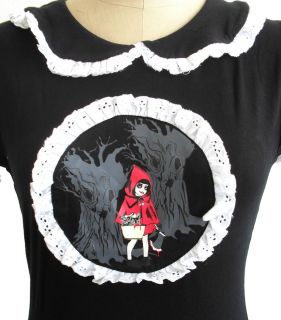 EVIL LITTLE RED RIDING HOOD TOP LOLITA GOTHIC SPOOKY PSYCHOBILLY GRIMM 
