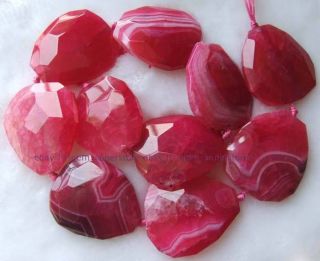 Natural 33x39 35x41mm Baroque Flat Faceted Stripe Red Agate Gemstone 