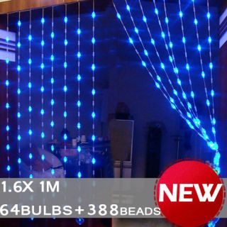 64+8+388 LED Curtain Light 1.6.x1m Party Wedding Xmas Livingroom 