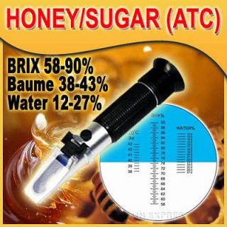 Portable Honey Refractometer Tester Bees Beekeeping 58 90% Brix Baume 