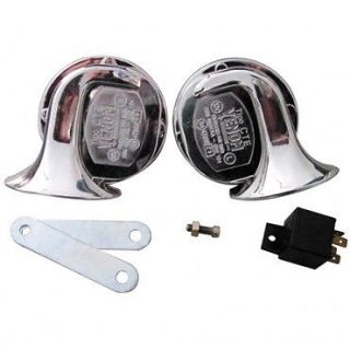 CHROME HORN SET HIGH AND LOW WITH RELAY (Fits: 1964 Impala)