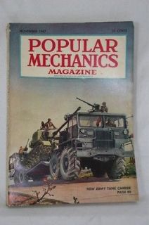 Vintage Popular Mechanics,Nov 1947,Army Tank Carrier,Rotating Bookcase 