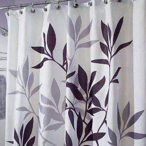 Beautiful Gray Leaves Shower Curtain Rust proof grommets NEW! Free 