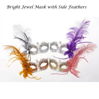   Glitter Jewel Feather EYE MASK Masked Ball Fancy Dress Mardis Gras