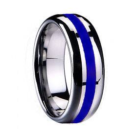   Carbide Ring 8MM Men Stunning Blue Inlay Wedding Ring Band   TG030
