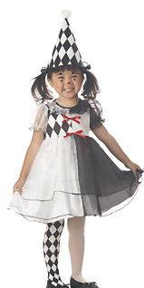Toddler L 4 6 Black White Lil Harlequin Clown Costume Mime Pierrot 