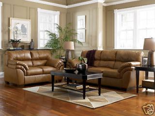   CONTEMPORARY NUTMEG LEATHER SOFA COUCH LIVING ROOM SET NEW FURNITURE