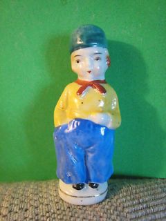   Made In Occupied Japan Figurine; Boy / Man In Green Hat; 3+ Tall