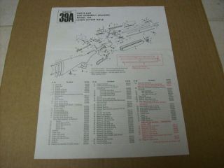 Marlin Model 39A Lever Action Rifle Parts List & Assembly Drawing 