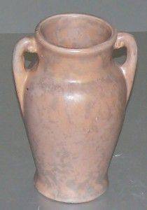 Art Pottery McCoy Burley Winter Pink Handled Vase Vintage American 