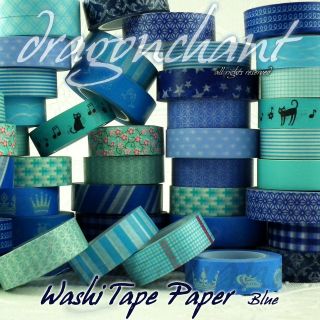 Paper Washi Masking Tape Adhesive Roll Decorative Card Craft Trim BLUE 