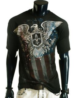 NEW MENS BLACK FLAG EAGLE UFC MMA CASUAL GRAPHIC BASIC USA WASHED T 