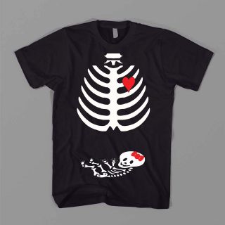   Skeleton X RAY Pregnancy Maternity Halloween Costume Tee MENS T Shirt