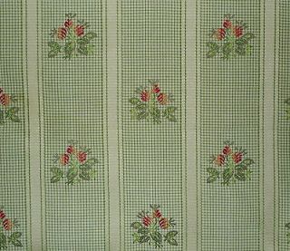 SCALAMANDRE Kate Plaid Floral Woven Green Pink Remnant New