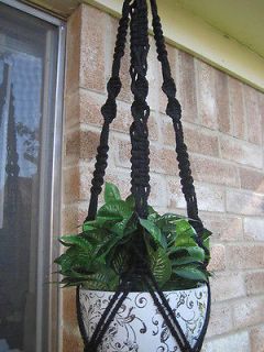 Macrame Plant Hanger BLACK 44 Made with 6mm Macrame Cord  Great Gift 