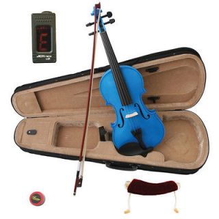   NEW 4/4 Crescent BLUE ACOUSTIC Violin+Tuner+S​houlder Rest+ACC