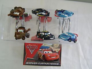 Disney Pixar Cars Shower Curtain Hooks Set/12 Lightning McQueen Mater 