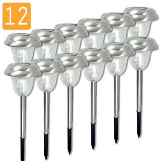 12 x LED Stainless Steel Outdoor Stake Solar Lights Lawn Garden 